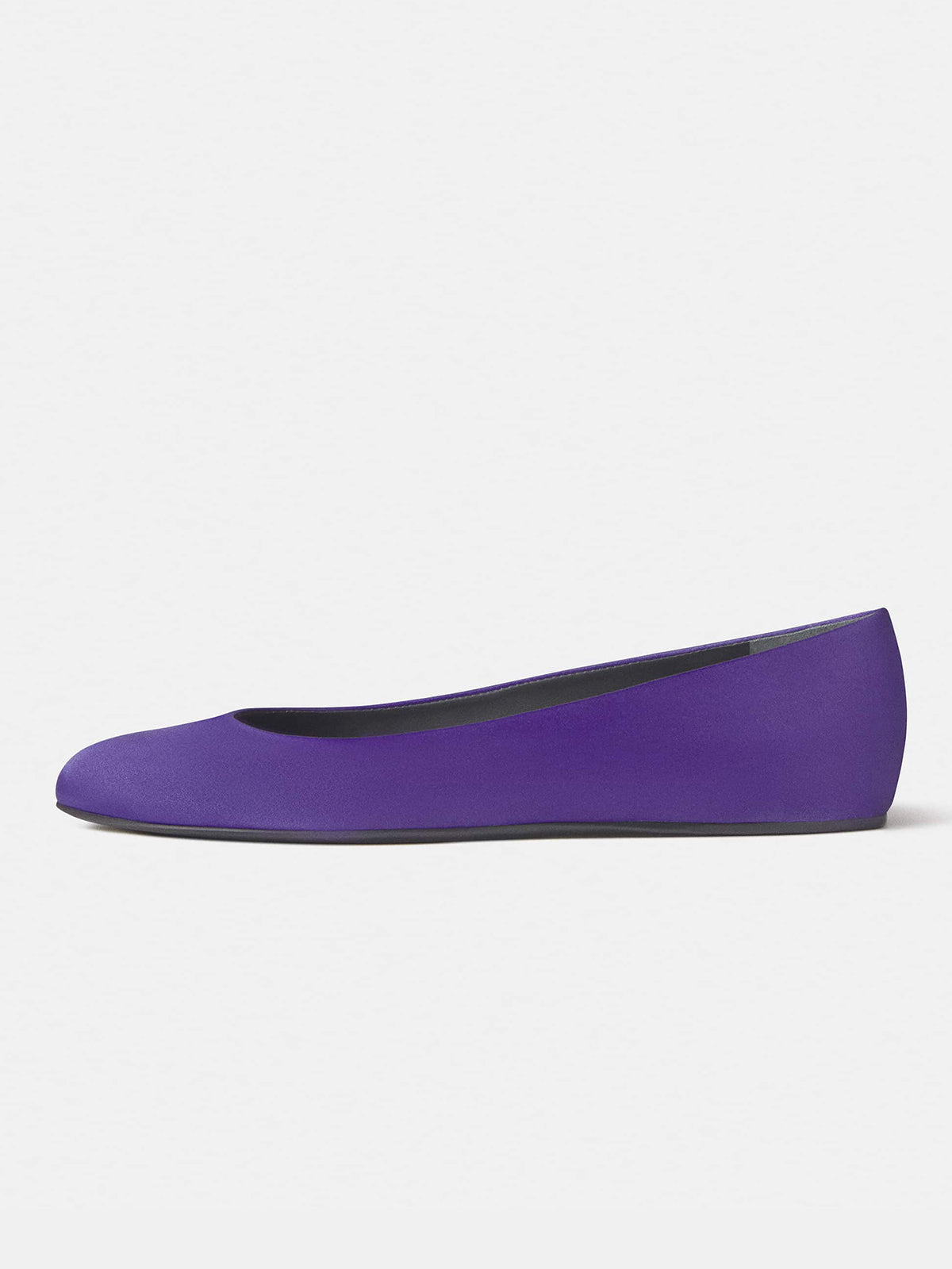 Purple Satin Round-Toe Slip-On Simple Ballet Flats