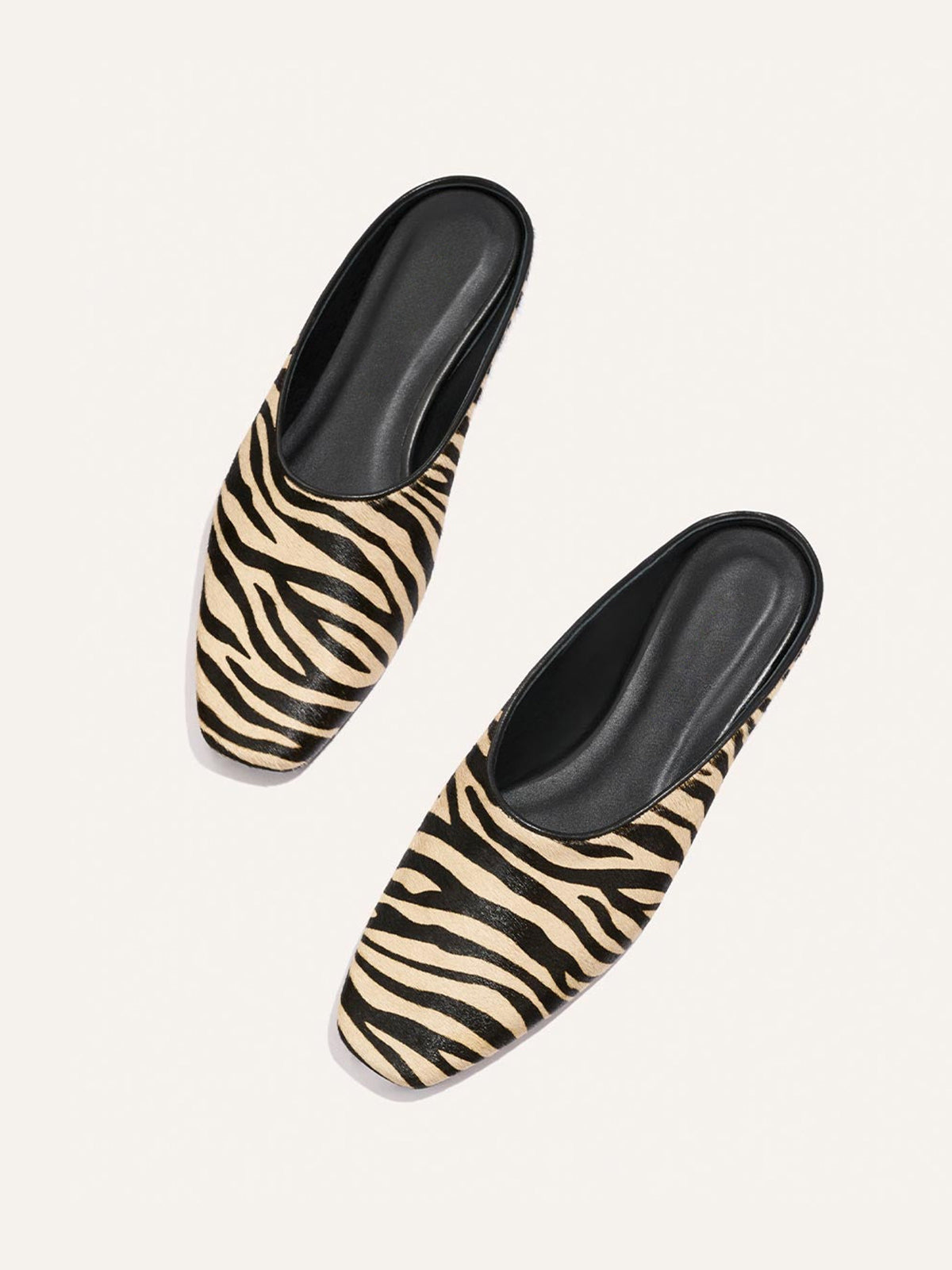 Backless Square-Toe Slip-On Chic Flats - Zebra Pattern