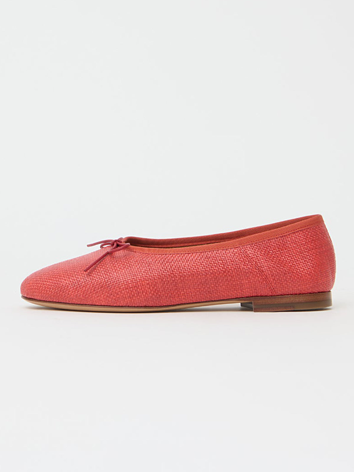 Red Round-Toe Simple Chic Ballet Flats With Front Bow