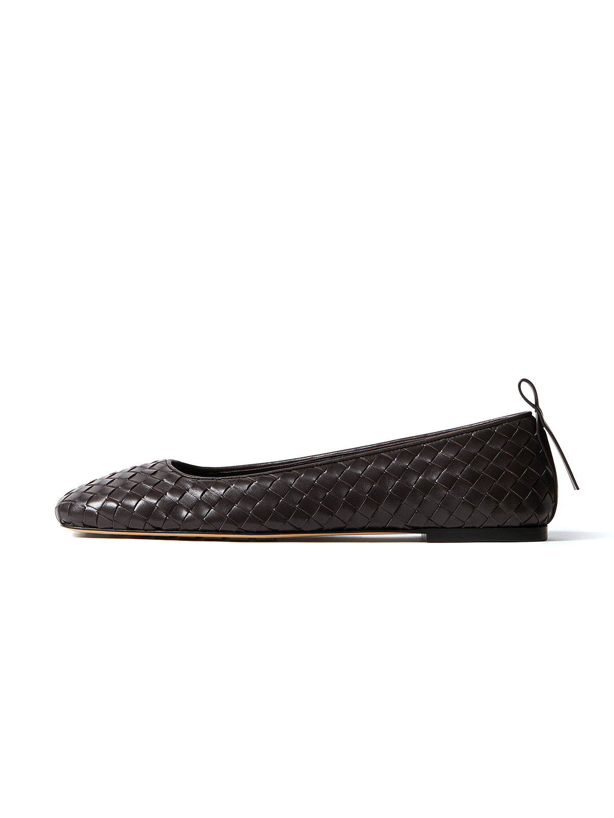 Chocolate Woven Vegan Leather Square-Toe Classic Slip-On Ballet Flats
