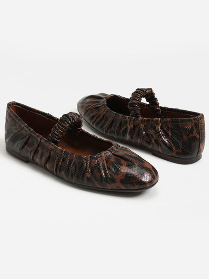 Leopard Pattern Square-Toe Elastic Mary Jane Classic Ballet Flats