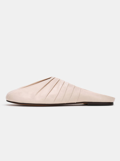 Ivory Round-Toe Simple Backless Chic Flats