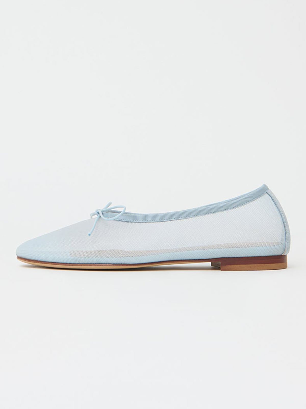 Blue Mesh Round-Toe Simple Chic Ballet Flats With Front Bow