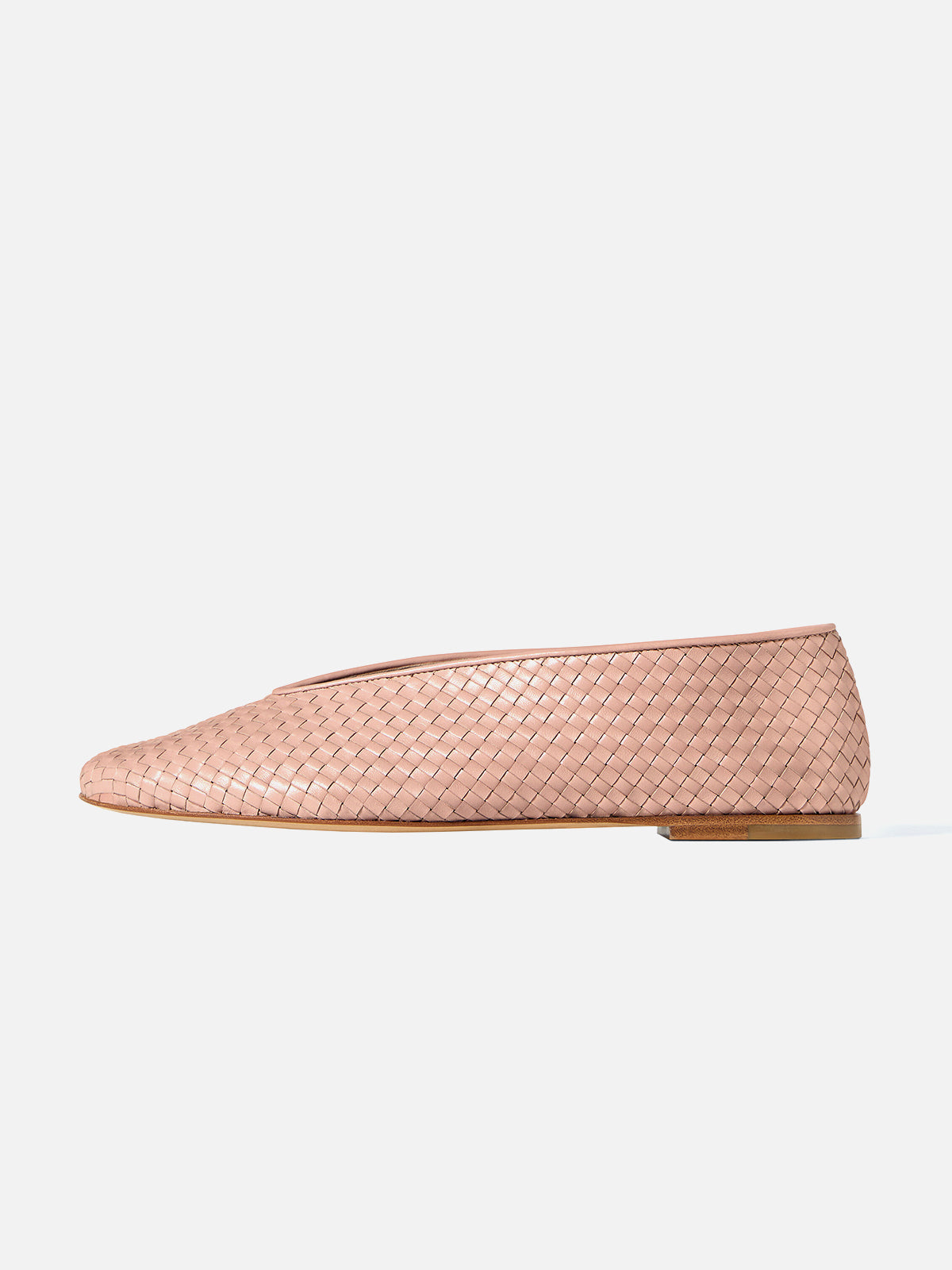 Pink Woven Vegan Leather Round-Toe Classic Slip-On Ballet Flats