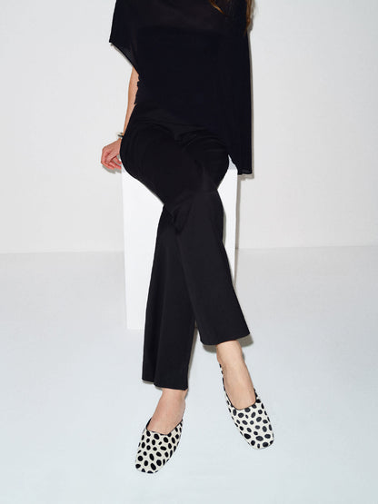 Cow Pattern Pony Hair Vegan Leather Square-Toe Backless Slip-On Flat Mules