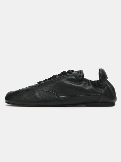 Black Split-Toe Classic Lace-Up Flats Sneakers
