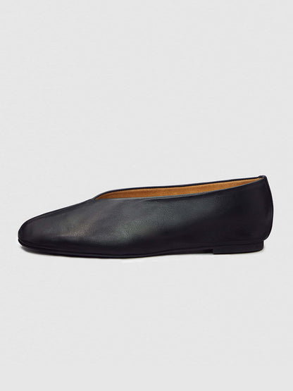 Black Square-Toe Simple Ballet Chic Flats