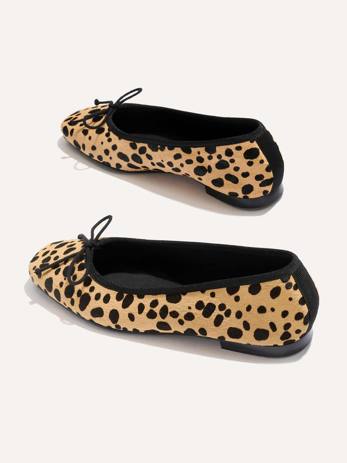 Front Bow Square-Toe Slip-On Chic Ballet Flats - Cow Pattern