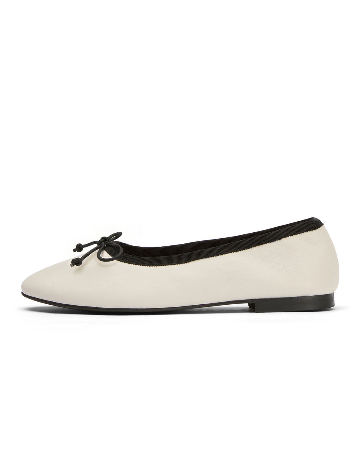 White Round-Toe Chic Front Bow Slip-On Ballet Simple Flats