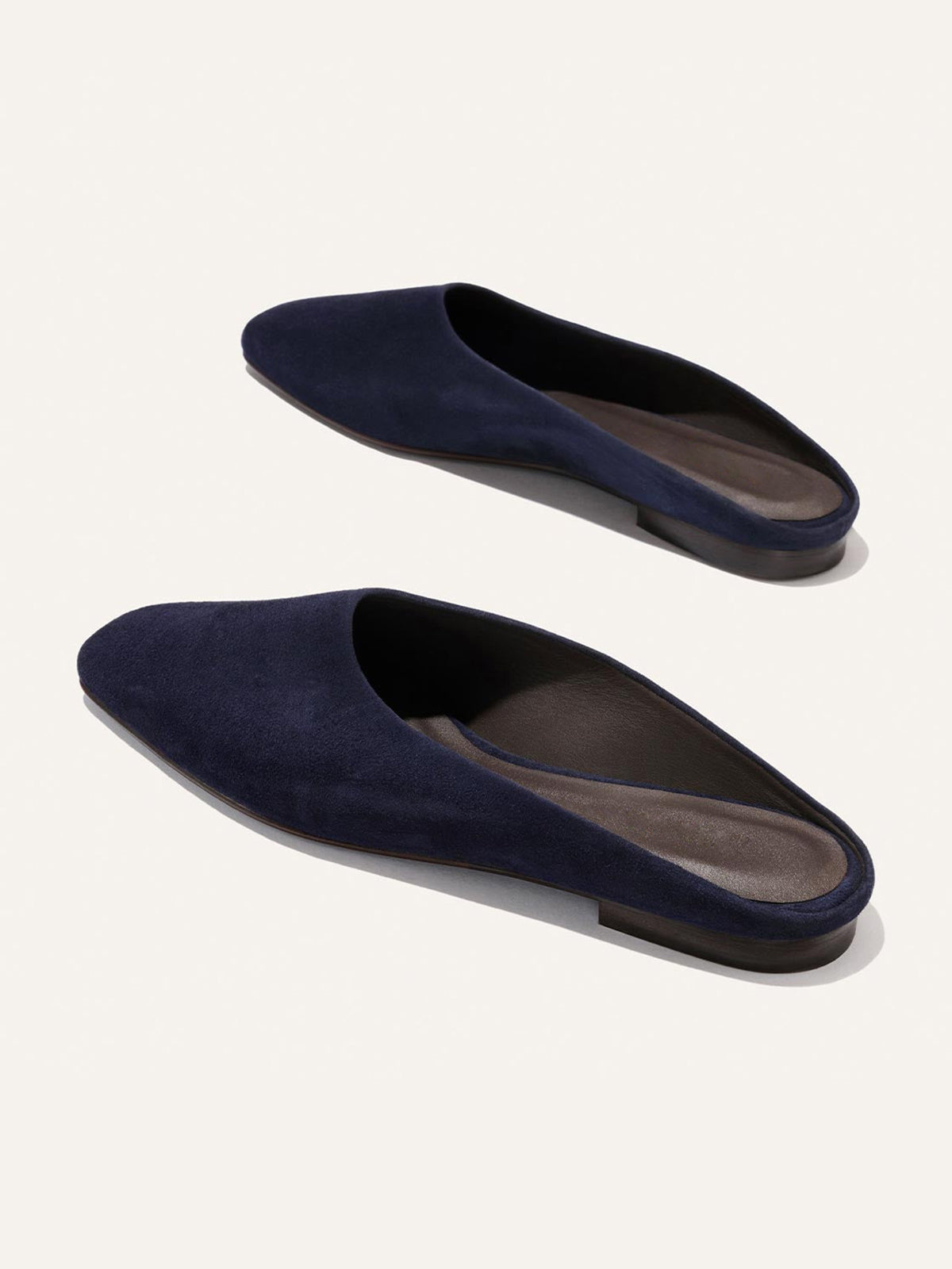 Backless Square-Toe Slip-On Chic Flats - Indigo Faux Suede