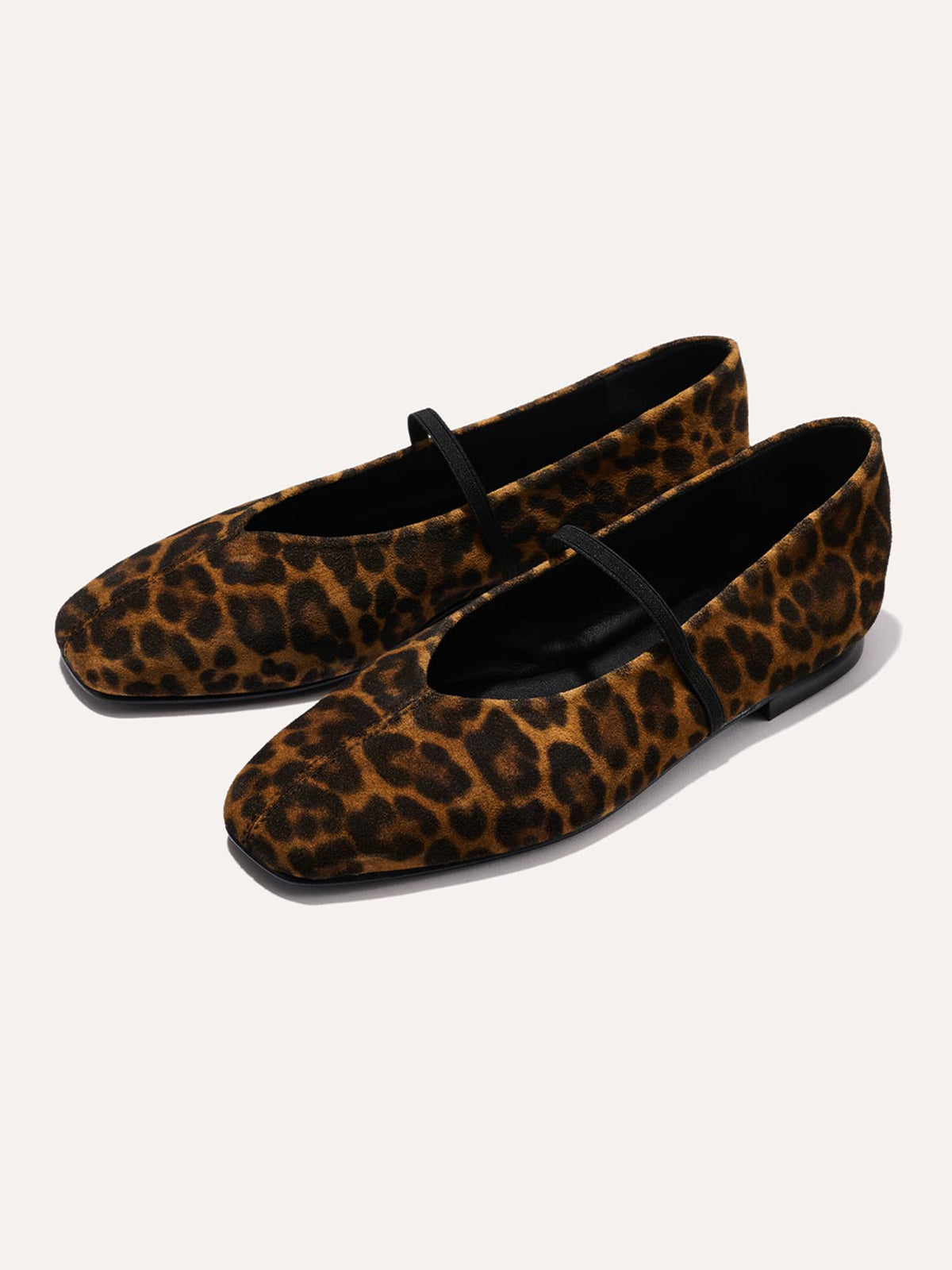 Mary Jane Square-Toe Slip-On Chic Ballet Flats - Leopard Faux Suede
