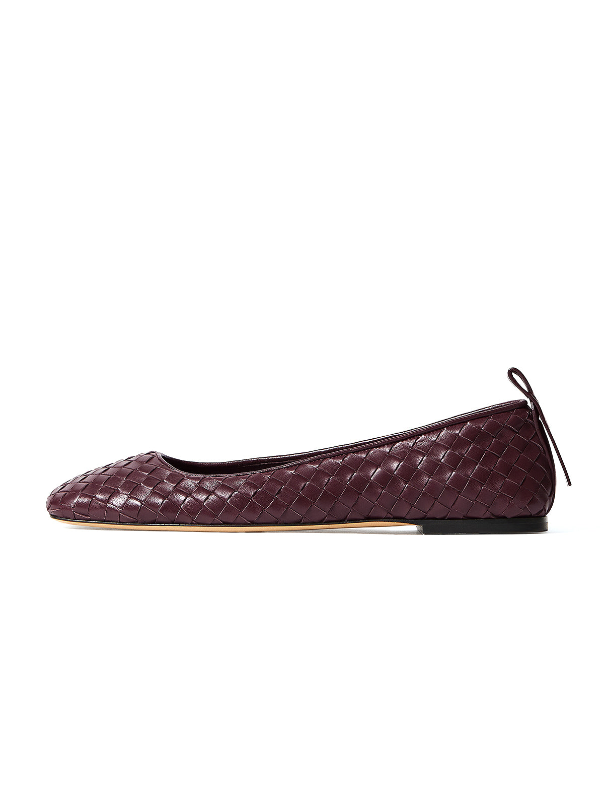 Mahogany Woven Vegan Leather Square-Toe Classic Slip-On Ballet Flats