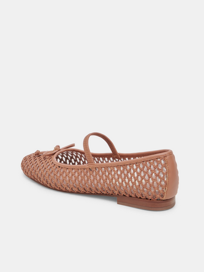 Cider Raffia Woven Bow Ballet Flats Round-Toe Boho Mary Janes