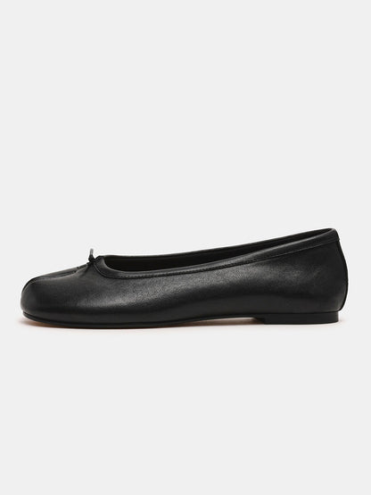 Black Split-Toe Slip-On Ballet Flats