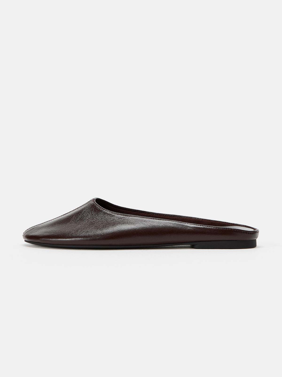 Chocolate Round-Toe Backless Slip-On Ballet Chic Flats
