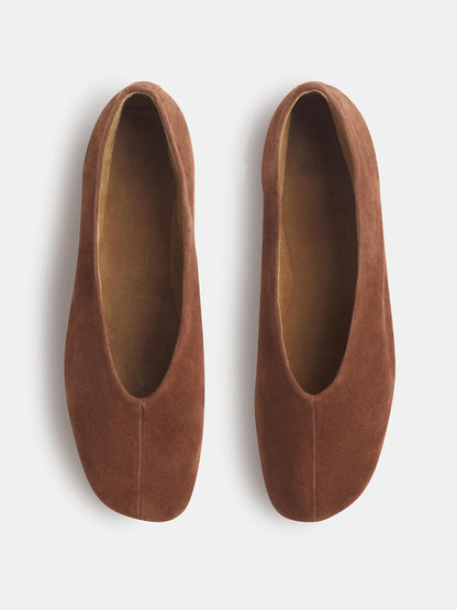 Sienna Faux Suede Square-Toe Simple Ballet Chic Flats