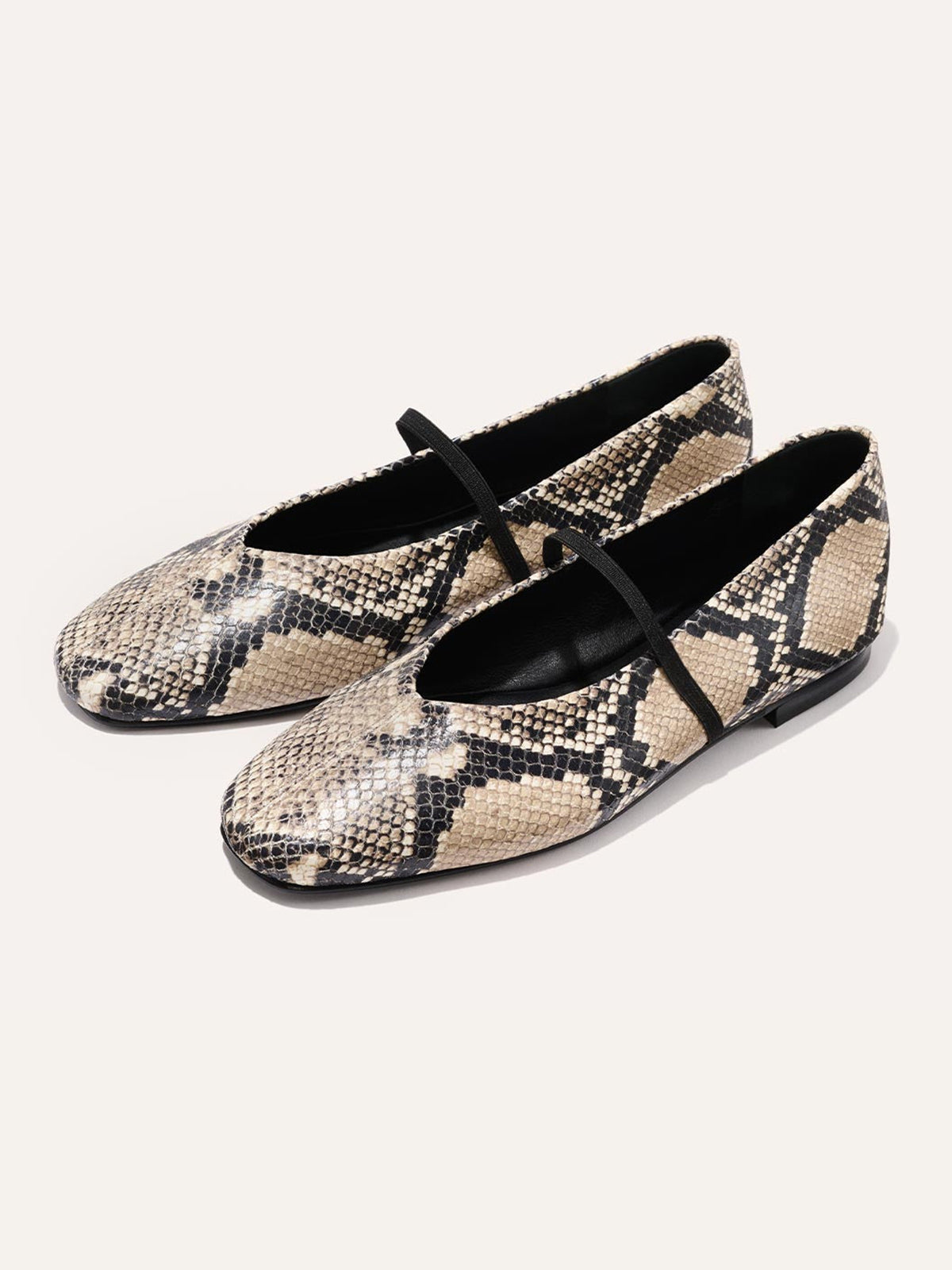 Mary Jane Square-Toe Slip-On Chic Ballet Flats - Snakeskin Pattern