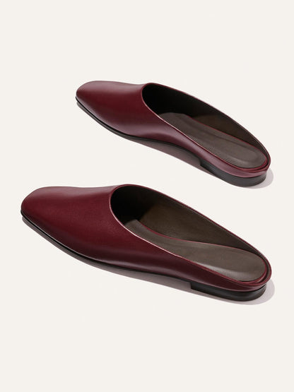 Backless Square-Toe Slip-On Chic Flats - Wine Red