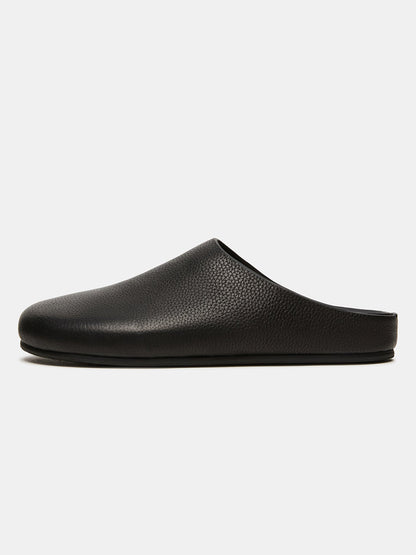 Black Round-Toe Slip-On Flats Slide
