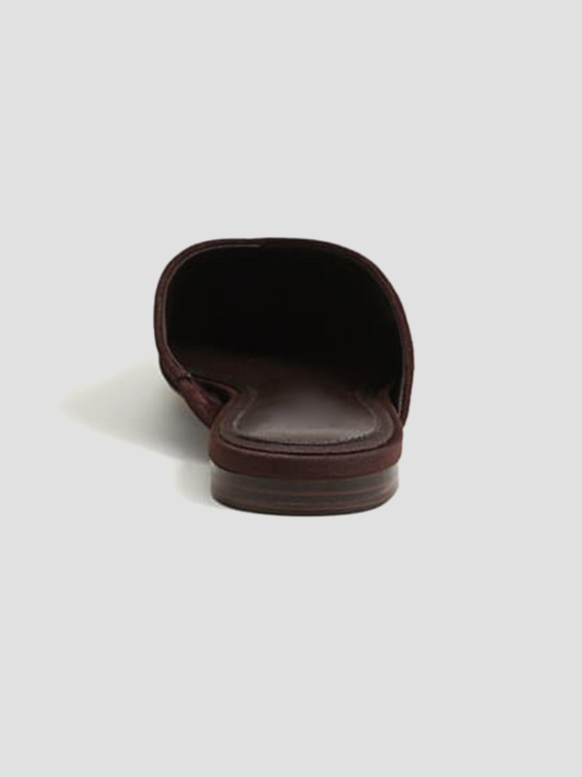 Chocolate Faux Suede Almond-Toe Backless Simple Slip-On Flats