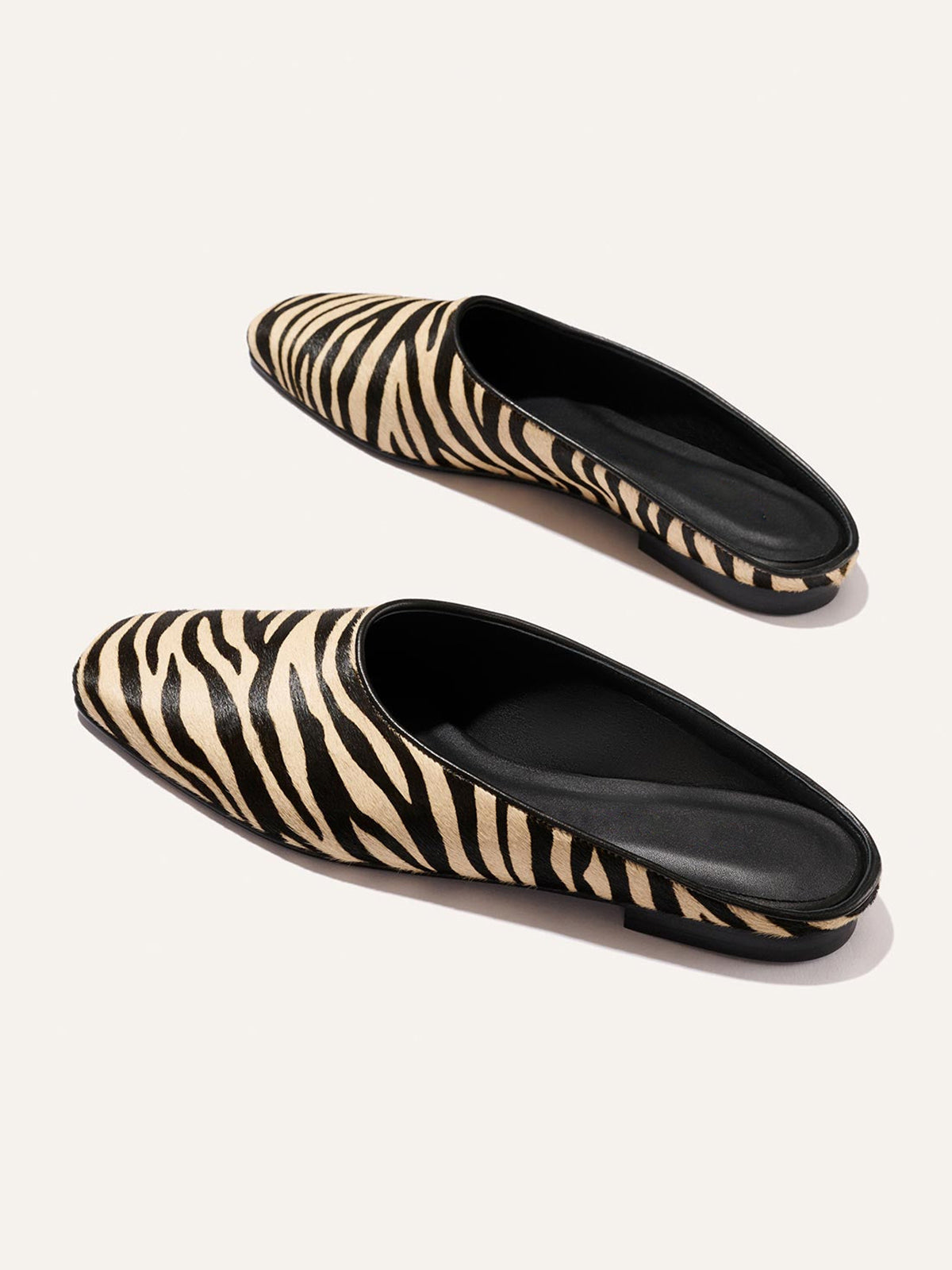 Backless Square-Toe Slip-On Chic Flats - Zebra Pattern