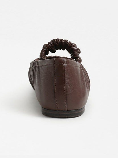 Coffee Square-Toe Elastic Mary Jane Classic Ballet Flats