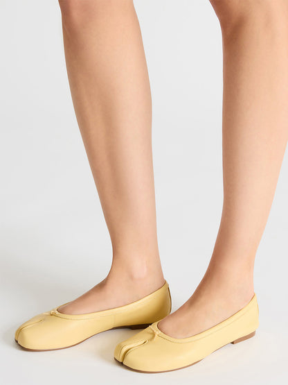 Yellow Split-Toe Slip-On Ballet Flats