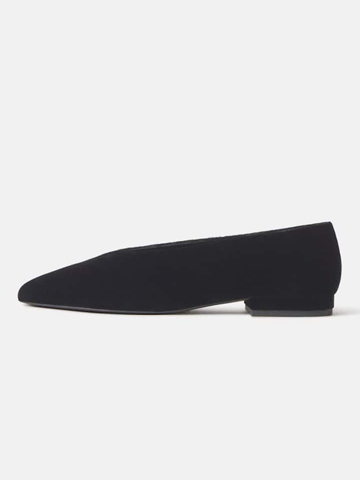 Black Velvet Pointed-Toe Slip-On Ballet Flats
