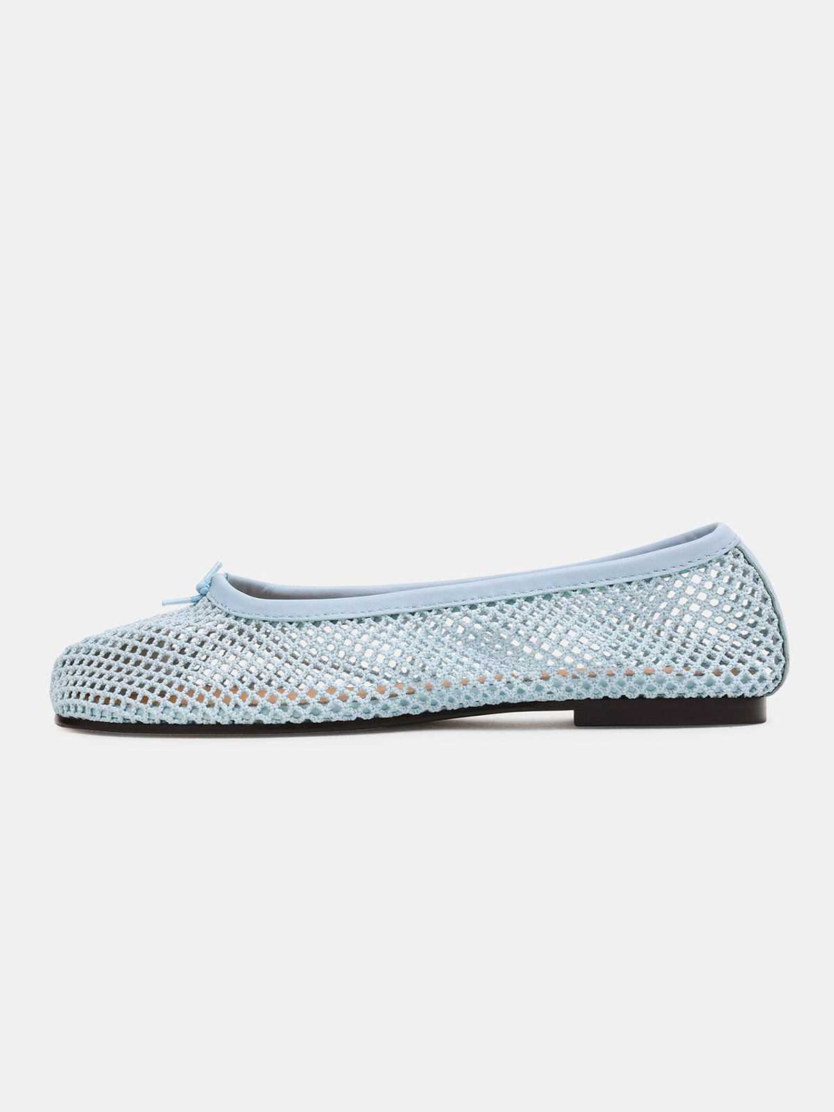 Blue Mesh Split-Toe Slip-On Ballet Flats