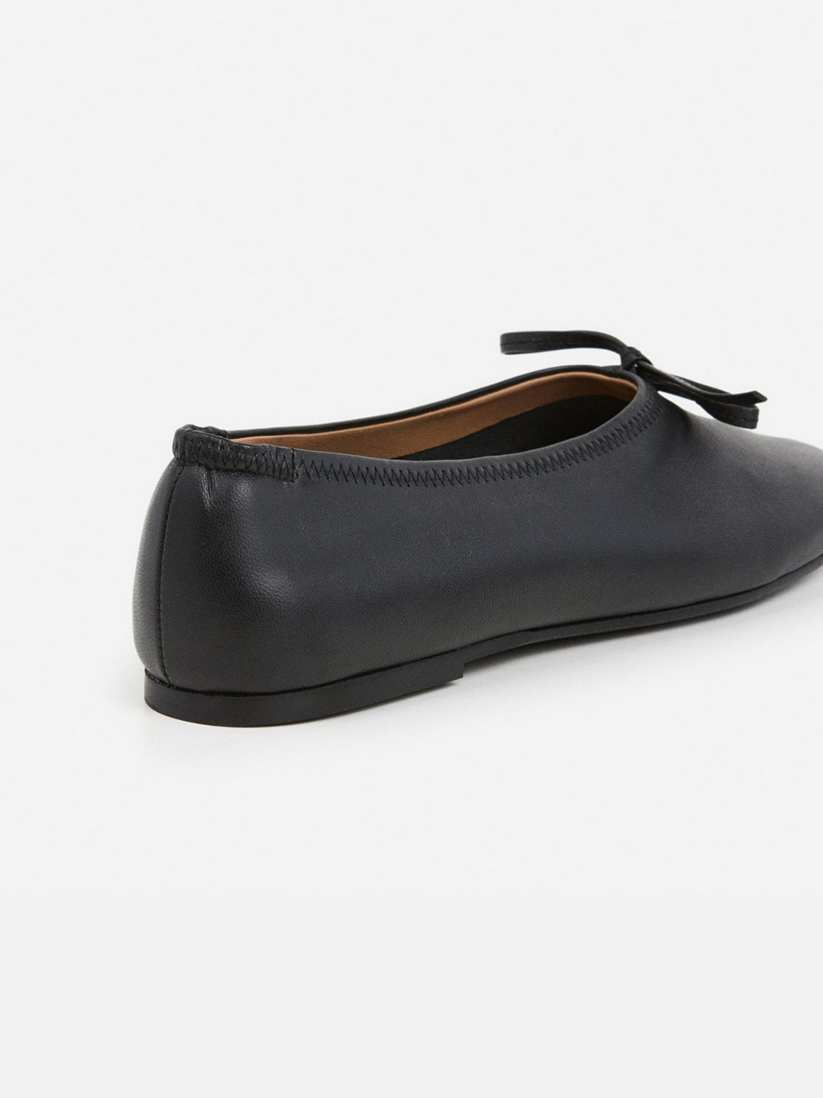 Black Classic Square-Toe Front Bow Simple Chic Ballet Flats