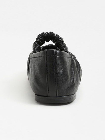 Black Square-Toe Elastic Mary Jane Classic Ballet Flats