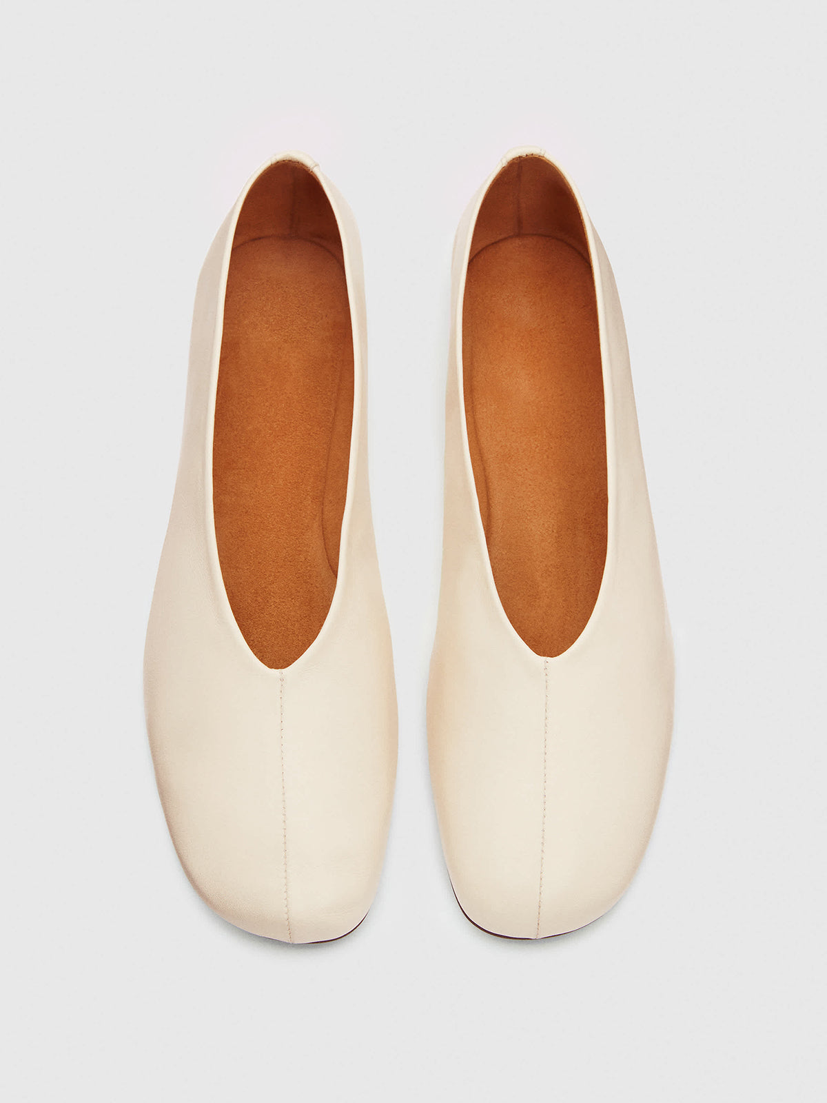 Cream Square-Toe Simple Ballet Chic Flats