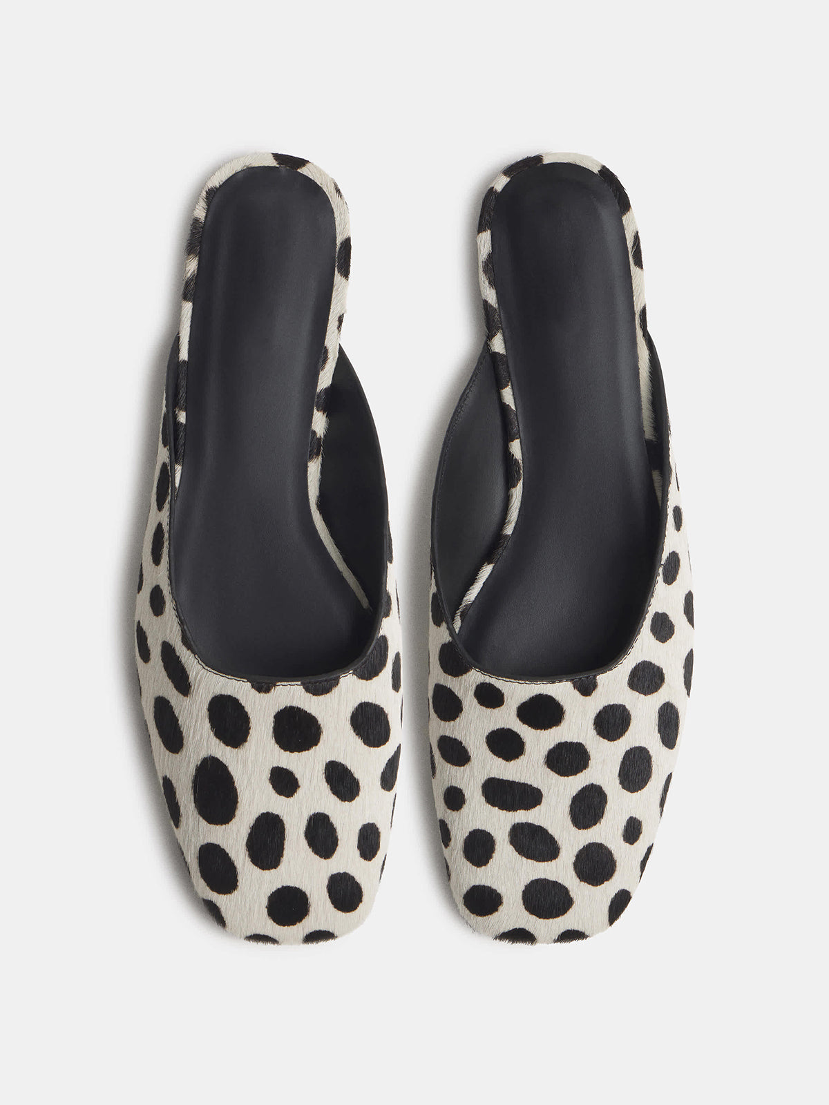 Cow Pattern Pony Hair Vegan Leather Square-Toe Backless Slip-On Flat Mules