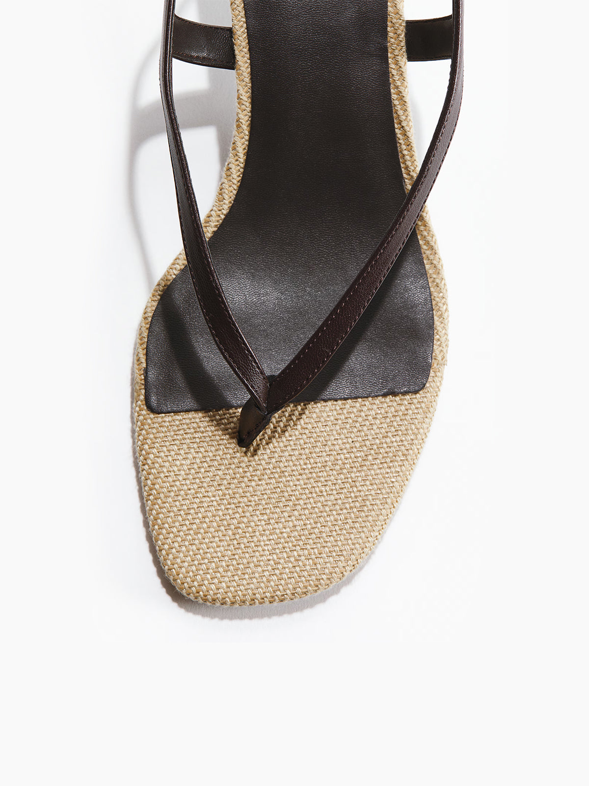Dark Brown Square-Toe Flip-Flop Slingback Kitten Heels