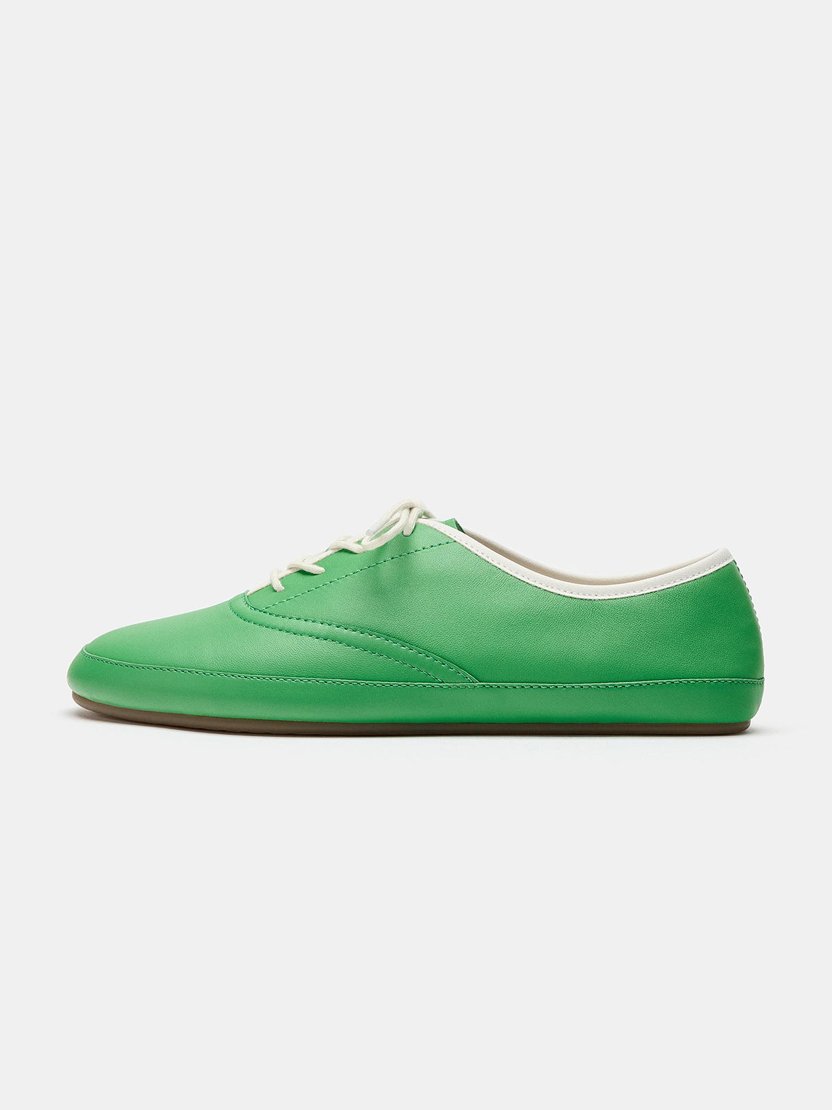 Green Square-Toe Chic Lace-Up Slip-On Flats Sneakers