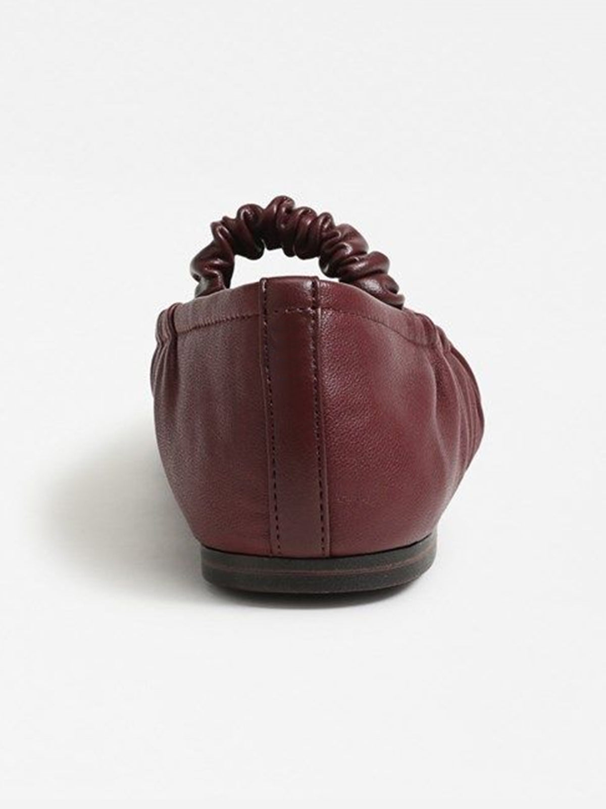 Burgundy Square-Toe Elastic Mary Jane Classic Ballet Flats