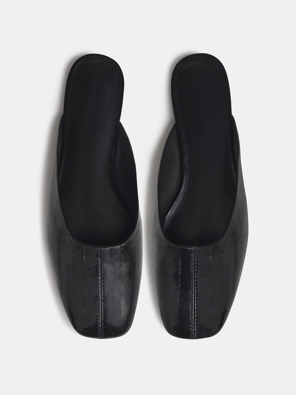 Black Eel Pattern Square-Toe Backless Slip-On Flat Mules
