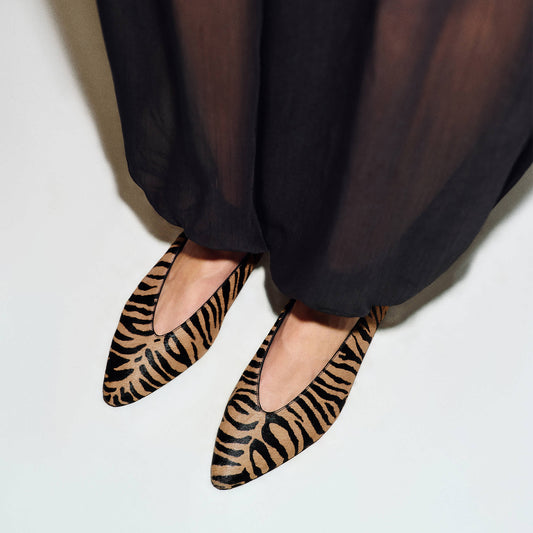 Chic Slip-On Pointed-Toe Simple Ballet Flats - Zebra Pattern