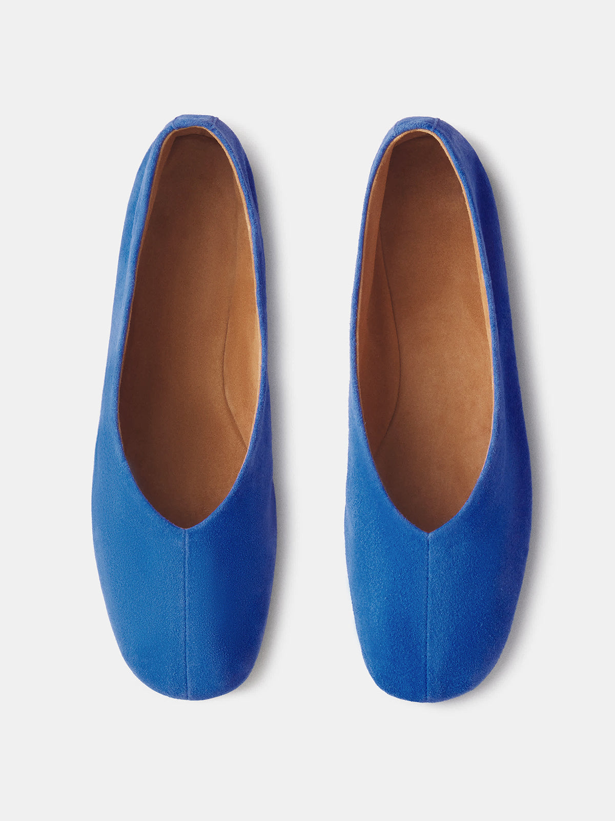 Dark Blue Faux Suede Square-Toe Simple Ballet Chic Flats