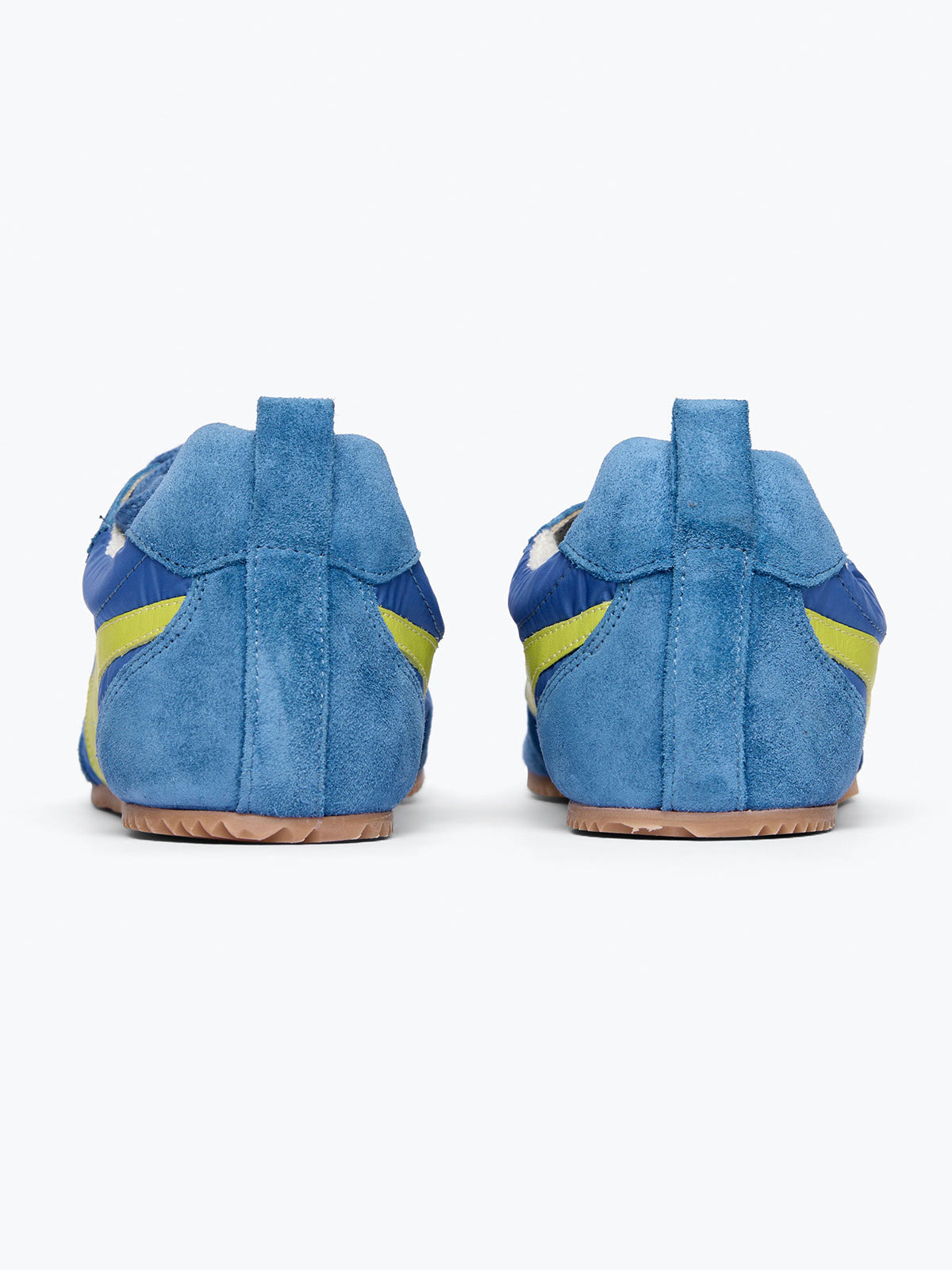Indigo Cow Suede And Cloth And Cow Leather Square-Toe Lace-Up Sneakers