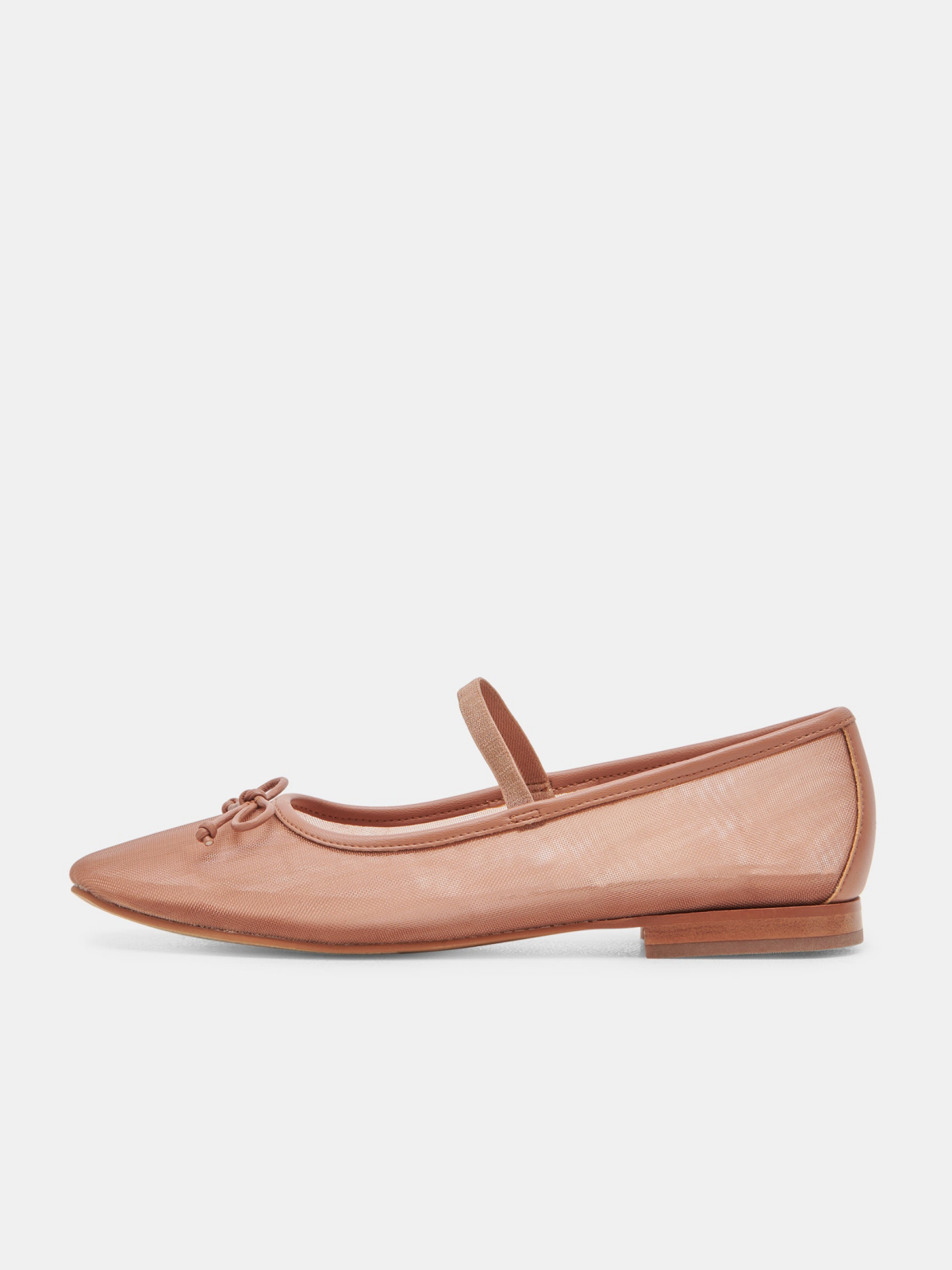 Bow Round-Toe Ballet Flats Mary Janes in Cider Mesh