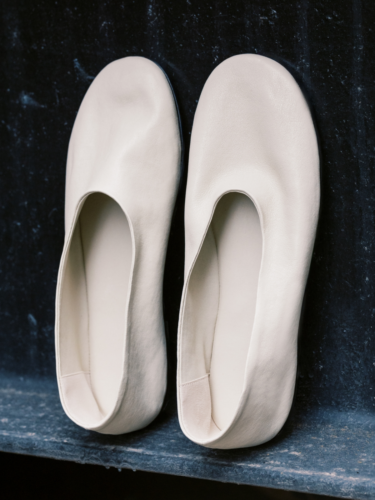 Beige Vegan Leather Round-Toe Slip-On Ballet Flats