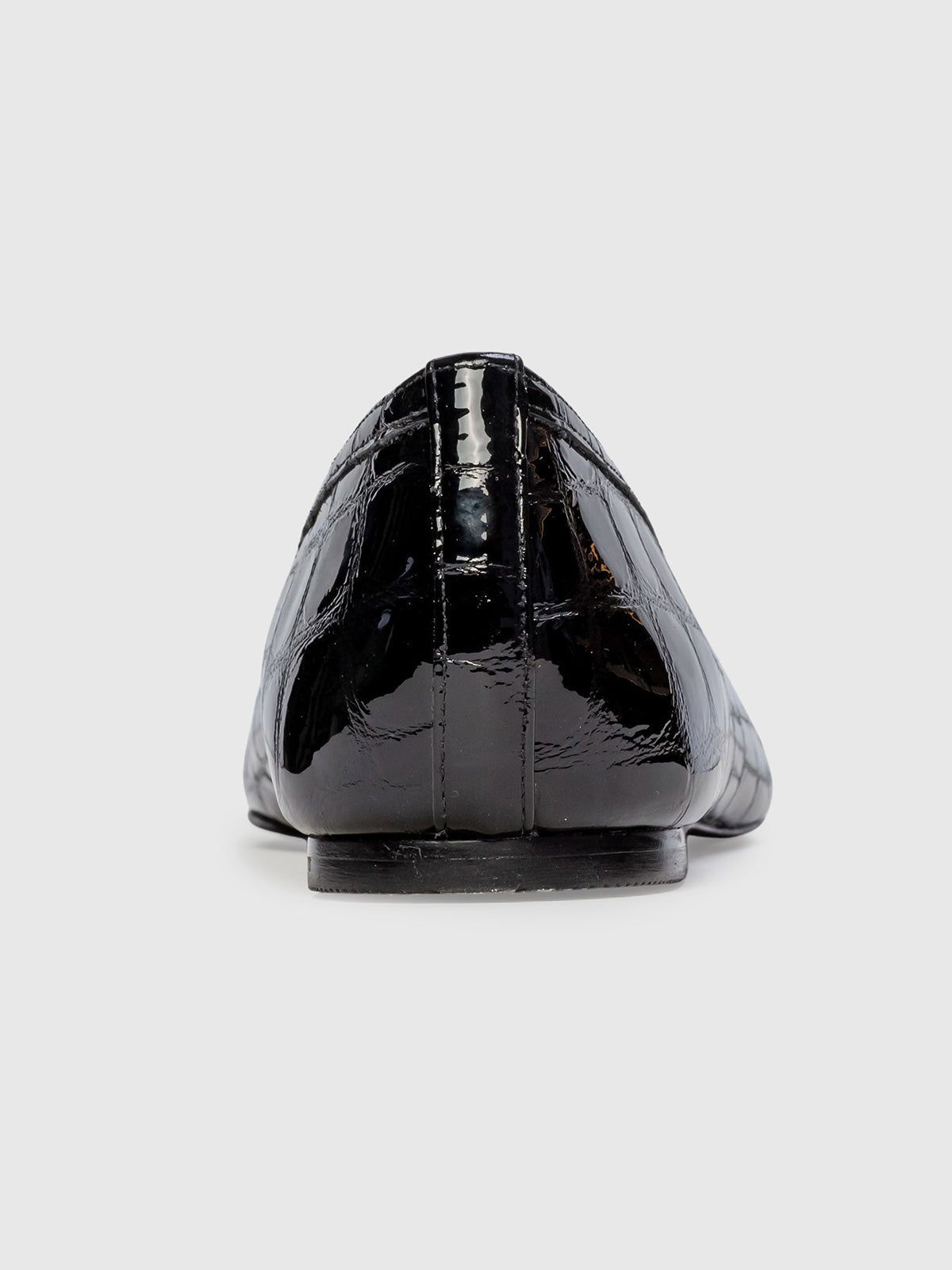 Black Stone Pattern Vegan Leather Square-Toe Sleek Chic Ballet Flats