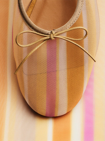 Sunset Mesh Round-Toe Simple Chic Ballet Flats With Front Bow