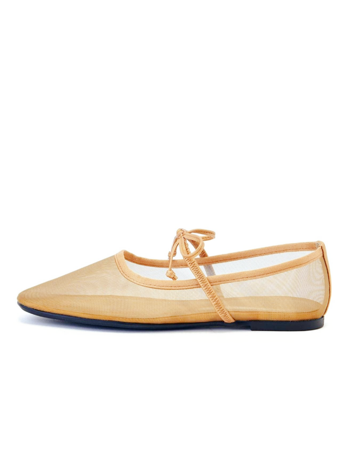 Gold Mesh Square-Toe Ballet Flats Mary Janes With Bow Band