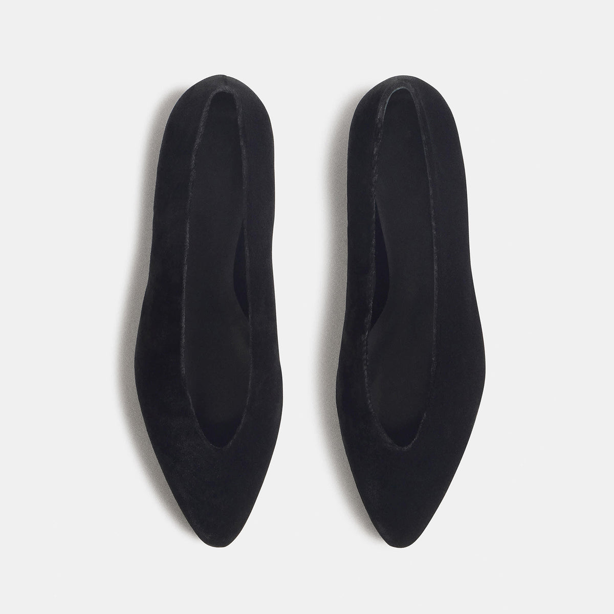 Chic Slip-On Pointed-Toe Simple Ballet Flats - Black Velvet