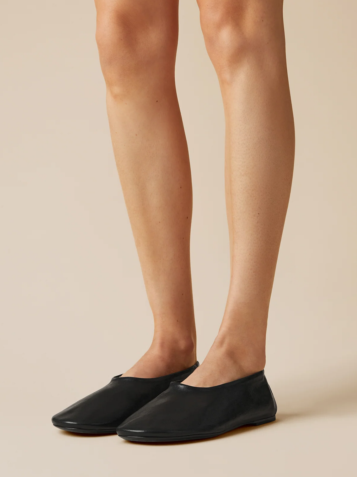 Black Vegan Leather Round-Toe Slip-On Ballet Flats