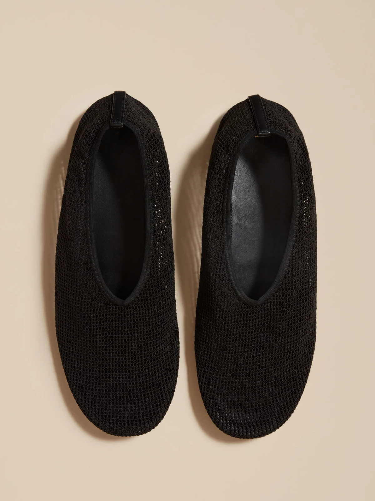 Black Crochet Mesh Round-Toe Slip-On Ballet Flats
