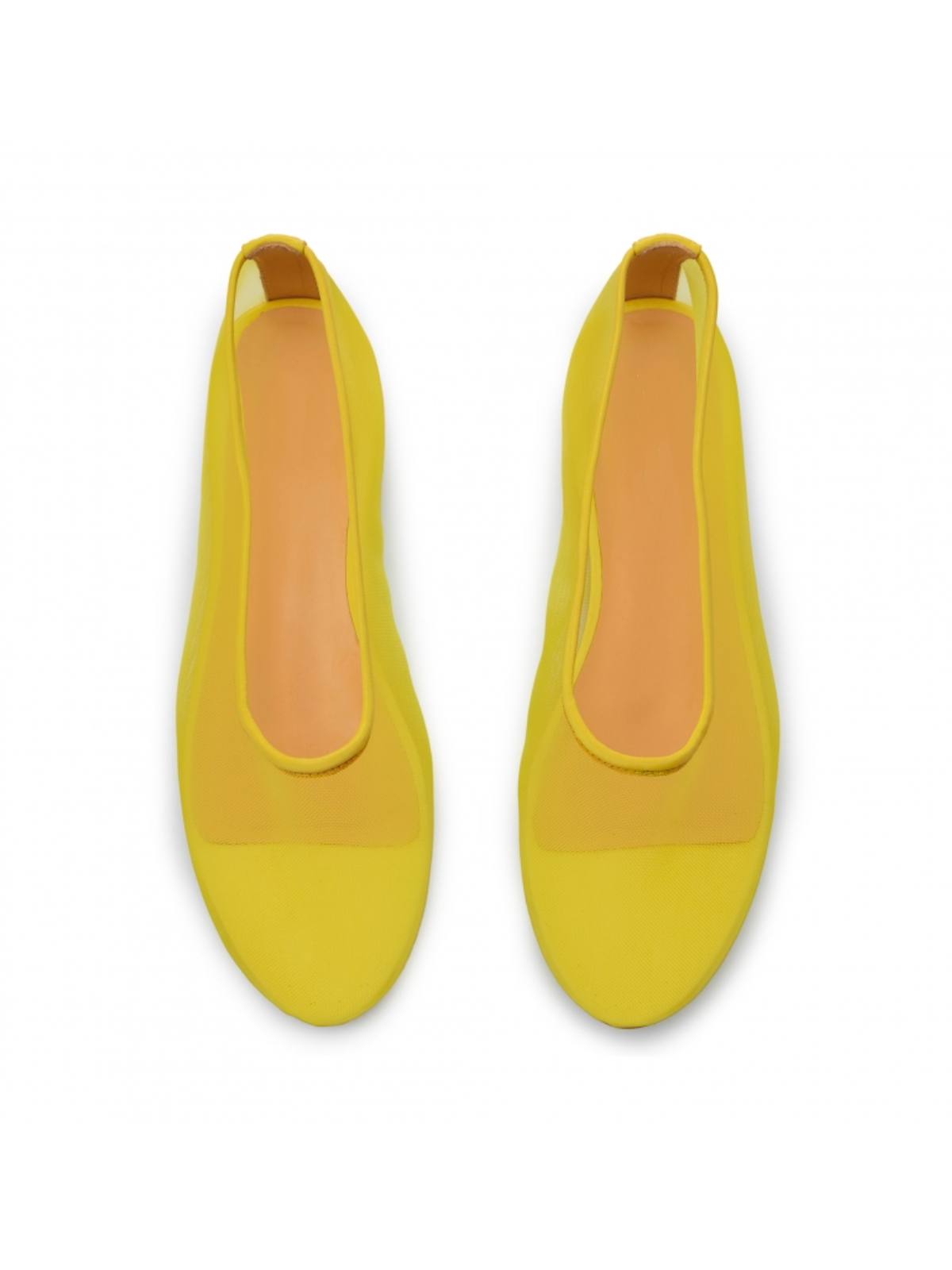 Round-Toe Slip-On Ballet Flats in Yellow Mesh