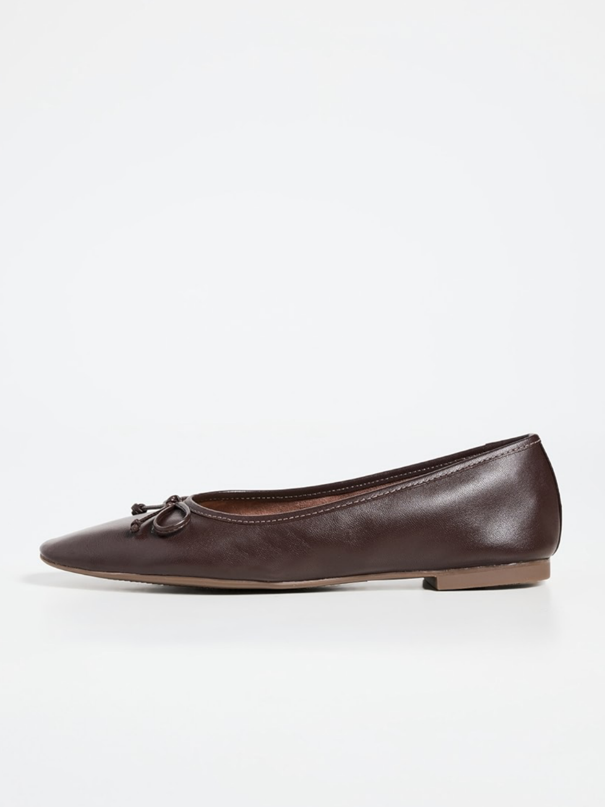 Chocolate Bow Square-Toe Slip-On Ballet Flats